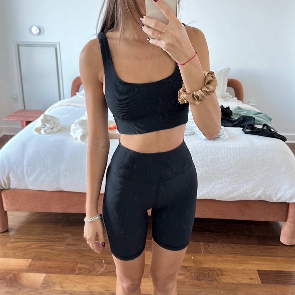 Onia Black Ribbed Workout Set - Picture 2 of 6